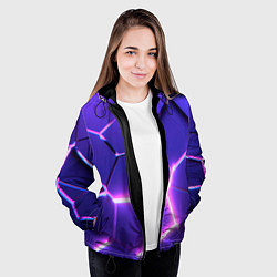 Куртка с капюшоном женская Фиолетовые плиты с розовым свечением, цвет: 3D-черный — фото 2