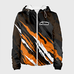 Куртка с капюшоном женская KTM - Рваный гексагон, цвет: 3D-белый