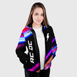 Куртка с капюшоном женская AC DC neon rock lights, цвет: 3D-черный — фото 2