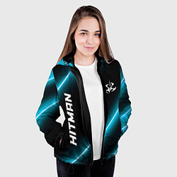 Куртка с капюшоном женская Hitman неоновые лампы, цвет: 3D-черный — фото 2