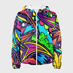 Куртка с капюшоном женская Яркое граффити, цвет: 3D-белый