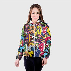 Куртка с капюшоном женская Буква т в граффити, цвет: 3D-белый — фото 2