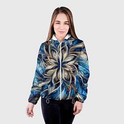 Куртка с капюшоном женская Джинса и цветочный орнамент - нейросеть, цвет: 3D-белый — фото 2