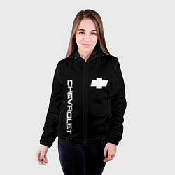 Куртка с капюшоном женская Chevrolet white logo auto, цвет: 3D-черный — фото 2