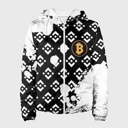Куртка с капюшоном женская Bitcoin pattern binance, цвет: 3D-белый