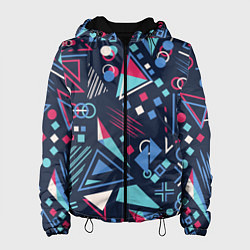 Куртка с капюшоном женская Яркий абстрактный узор для спорта, цвет: 3D-черный