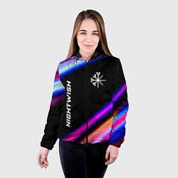 Куртка с капюшоном женская Nightwish neon rock lights, цвет: 3D-черный — фото 2