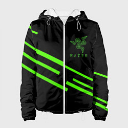 Куртка с капюшоном женская Razer line green, цвет: 3D-белый