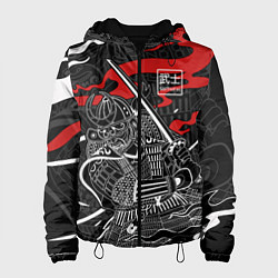 Куртка с капюшоном женская Тень война - самурай, цвет: 3D-черный