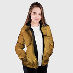 Куртка с капюшоном женская Золотые неоновые плиты в разломе, цвет: 3D-черный — фото 2
