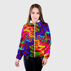 Куртка с капюшоном женская Абстрактные волнистые линии, цвет: 3D-белый — фото 2