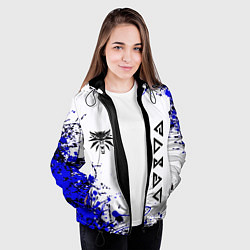 Куртка с капюшоном женская Ведьмак лого краски, цвет: 3D-черный — фото 2