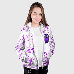 Куртка с капюшоном женская Among us neon colors game, цвет: 3D-белый — фото 2