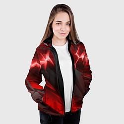 Куртка с капюшоном женская Яркая красная объемная абстракция, цвет: 3D-черный — фото 2