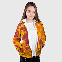Куртка с капюшоном женская Яркий абстрактный паттерн для спорта, цвет: 3D-белый — фото 2