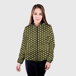 Куртка с капюшоном женская Паттерн сетчатый с черными шестигранниками, цвет: 3D-черный — фото 2