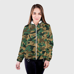 Куртка с капюшоном женская Армейский камуфляж текстура, цвет: 3D-белый — фото 2