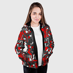 Куртка с капюшоном женская Абстракция геометрический паттерн, цвет: 3D-черный — фото 2