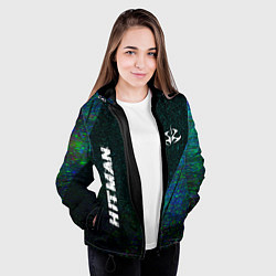 Куртка с капюшоном женская Hitman glitch blue, цвет: 3D-черный — фото 2