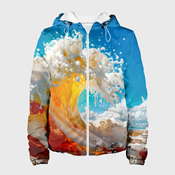 Куртка с капюшоном женская Море пива - большая волна, цвет: 3D-белый