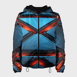 Куртка с капюшоном женская Абстрактные треугольные плиты со светом, цвет: 3D-черный