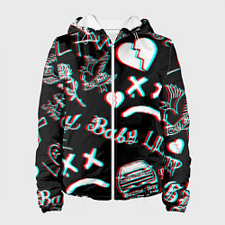 Куртка с капюшоном женская Lil Peep logo glitch, цвет: 3D-белый
