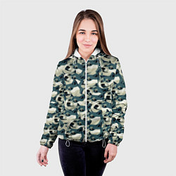 Куртка с капюшоном женская Доги мем паттерн, цвет: 3D-белый — фото 2