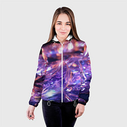 Куртка с капюшоном женская Плавление абстрактных блестящих камней, цвет: 3D-белый — фото 2