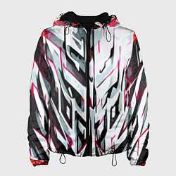Куртка с капюшоном женская Хаотичная красно-белая абстракция, цвет: 3D-черный