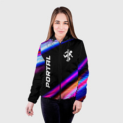 Куртка с капюшоном женская Portal fast light neon stripes, цвет: 3D-черный — фото 2