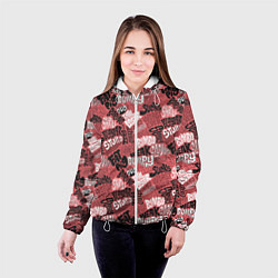 Куртка с капюшоном женская Полный придурок - паттерн с надписями, цвет: 3D-белый — фото 2