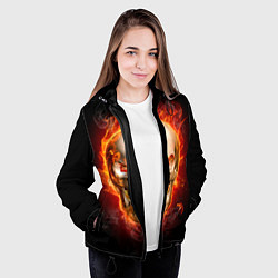 Куртка с капюшоном женская Лучший пылающий череп, цвет: 3D-черный — фото 2
