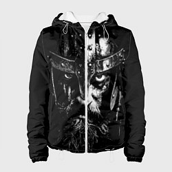 Куртка с капюшоном женская Суровый викинг в железном шлеме, цвет: 3D-белый