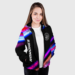 Куртка с капюшоном женская Ramones neon rock lights, цвет: 3D-черный — фото 2