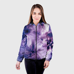 Куртка с капюшоном женская Синие и фиолетовые космические абстрактные узоры т, цвет: 3D-черный — фото 2