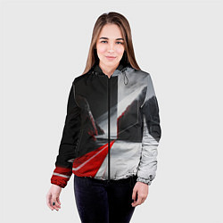 Куртка с капюшоном женская Футуристичный пейзаж в стиле авангард, цвет: 3D-черный — фото 2