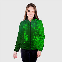 Куртка с капюшоном женская Leicester City - green gradient по-вертикали, цвет: 3D-черный — фото 2