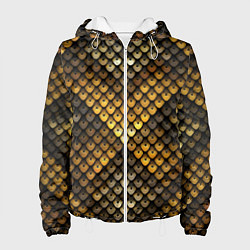 Куртка с капюшоном женская Кольчуга - металлическая чешуя змеи, цвет: 3D-белый