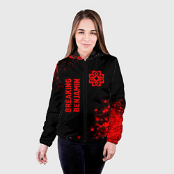 Куртка с капюшоном женская Breaking Benjamin - red gradient вертикально, цвет: 3D-черный — фото 2