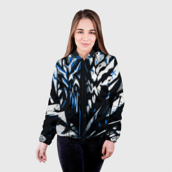 Куртка с капюшоном женская White and blue abstraction on a black background, цвет: 3D-черный — фото 2
