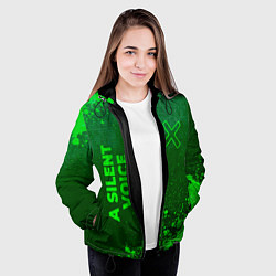 Куртка с капюшоном женская A Silent Voice - green gradient вертикально, цвет: 3D-черный — фото 2