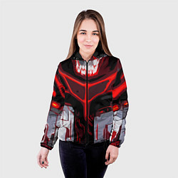 Куртка с капюшоном женская Red stripes on a black and white background, цвет: 3D-черный — фото 2