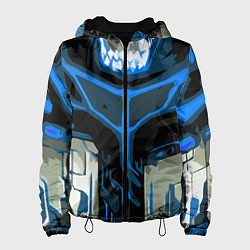 Куртка с капюшоном женская Blue stripes on a black and white background, цвет: 3D-черный