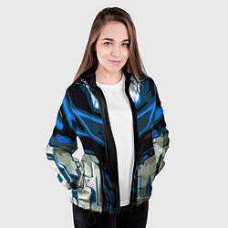 Куртка с капюшоном женская Blue stripes on a black and white background, цвет: 3D-черный — фото 2