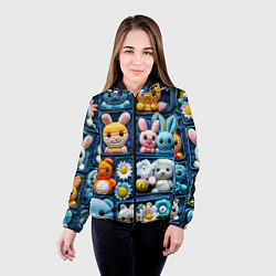 Куртка с капюшоном женская Пэчворк с зайцами, цвет: 3D-черный — фото 2
