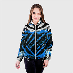 Куртка с капюшоном женская Blue and white abstraction on a black background, цвет: 3D-белый — фото 2