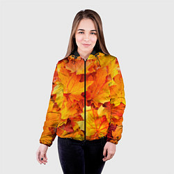 Куртка с капюшоном женская Осень - клиновые листья, цвет: 3D-черный — фото 2