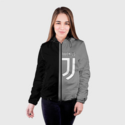 Куртка с капюшоном женская Ювентус геометрия, цвет: 3D-черный — фото 2