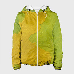 Куртка с капюшоном женская Желтое пятно на зеленой стене, цвет: 3D-белый