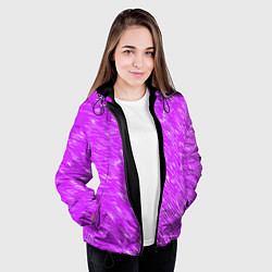 Куртка с капюшоном женская Фиолетово-белые мазки, цвет: 3D-черный — фото 2